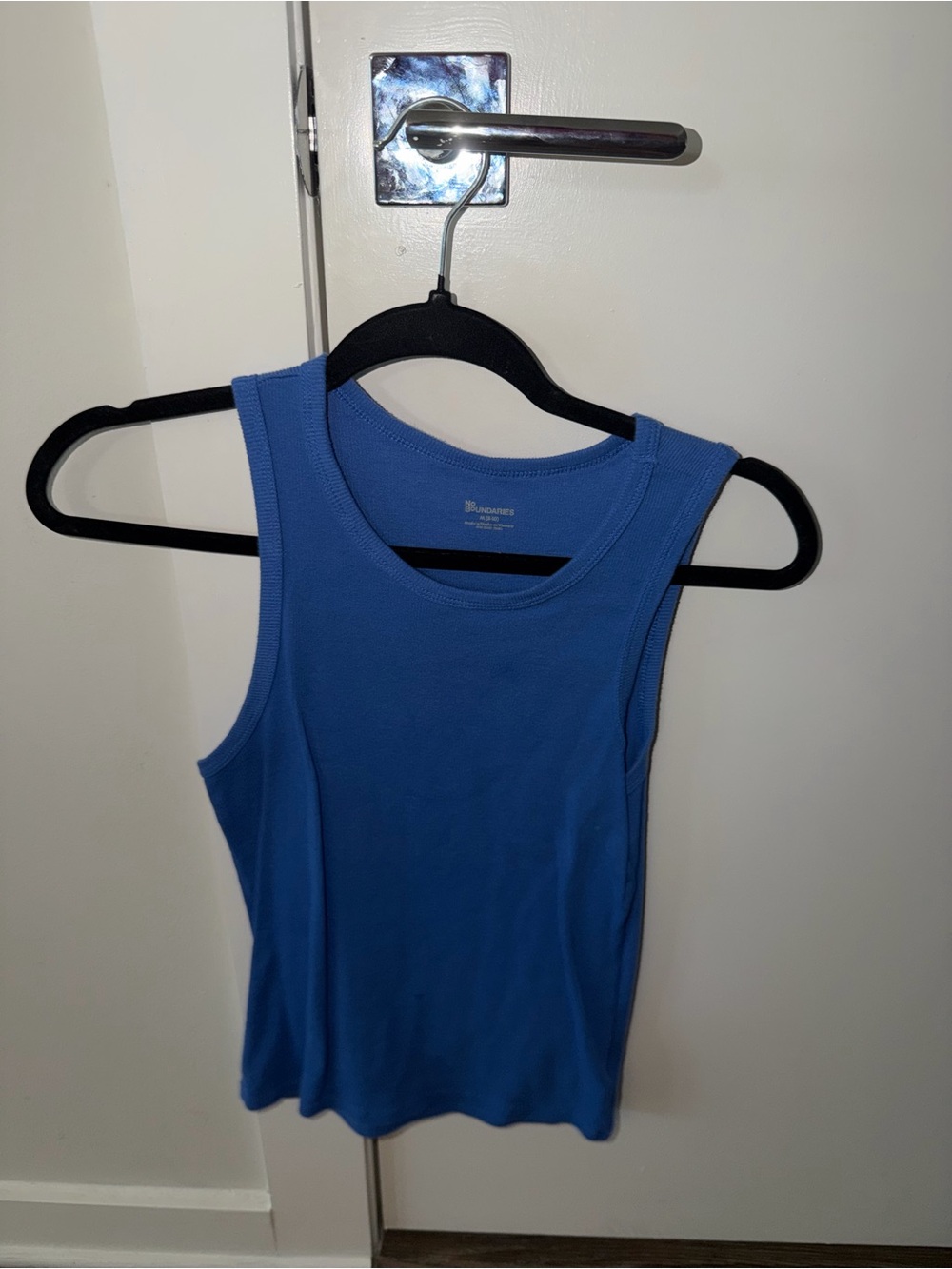 No Boundaries Blue Ribbed Tank Top - Sleeveless Crew Neck